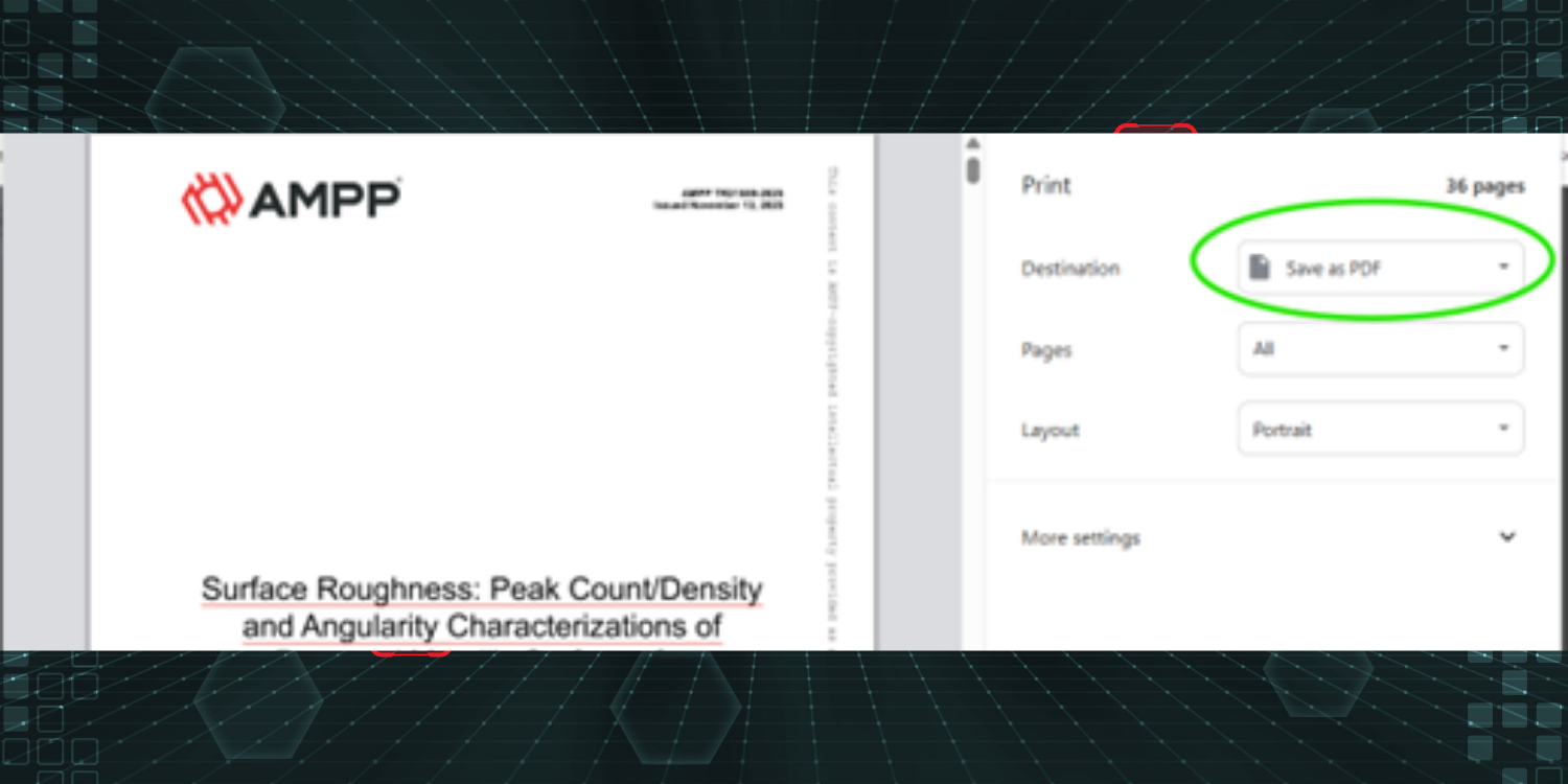 Save AMPP standard as PDF instructions